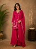 Pink Embroidered Design Crepe Sharara Salwar Suit