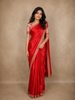 Red Satin Saree with Designer Border