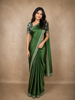 Bottle Green Satin Saree with Designer Border