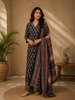 Black Paisley Printed Cotton Salwar Suit