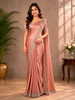 Dusty Peach Stone Embellishment Satin Saree
