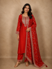 Rust Orange Sequins Embroidered Design Semi Silk Salwar Suit with Designer Dupatta