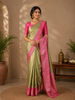 Pista Green Floral Woven Motifs Pure Kanchipuram Tissue Silk Saree