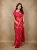 Pink Banarasi Saree with Stripes Design And Designer Border