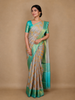 Silver Grey Floral Woven Pure Kanchipuram Silk Saree