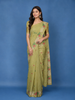 Light Green Floral Embroidered Design Pure Cotton Saree