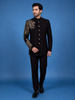 Burgundy Lion Head Motif Design Viscose Men's Suit