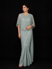 Mint Chiffon Ready to Wear Saree with Designer Blouse & Overcoat