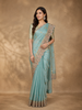 Light Blue Peacock Motif Woven Banarasi Silk Saree