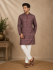 Brown Kurta Set With Geometric Designs and Sequins Embroidery With Pant