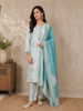 Light Green Crepe Straight Cut Salwar Suit with Floral Prints and Embroidery Paired with Dupatta