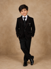 Black Striped Design Velvet Suit For Boys