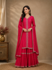 Pink Floral Buttis Semi Silk Sharara Salwar Suit