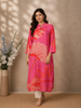 Pink Crepe Kurti Top Adorned with Floral Prints and Full Sleeve