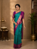 Teal Green Peacock Motif Woven Pure Kanchipuram Silk Saree