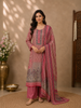 Dusty Rose Pink Floral Design Synthetic Salwar Suit