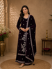 Dark Red Floral Designed Velvet Salwar Suit