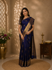 Dark Blue Floral Woven Pure Kanchipuram Silk Saree