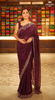 Deep Wine Heavy Sequins and Beads Embroidered Design Pure Organza Fancy Saree with Scalloped Border