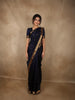 Deep Navy Blue Butta Zari Woven Design Kanchipuram Silk Saree with Zari Border