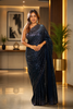 Teal Blue Heavy Sequins Embellished Design Georgette Party Wear Saree with Sequins Border