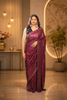 Deep Wine Heavy Sequins Embellished Design Georgette Party Wear Saree with Sequins Border