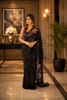 Classic Black Heavy Sequins Embroidered Design Georgette Party Wear Saree with Sequins Border