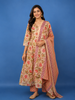Orange Floral Design Printed Cotton Salwar Suit