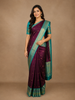 Wine Floral Butta Woven Pure Kanchipuram Silk Saree