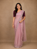 Dusty Pink Floral Sequins Embroidered Organza Saree