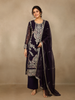 Deep Purple Floral Design Chiffon Straight Cut Salwar Suit