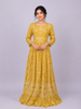 Mustard Yellow Long Kurti with Floral Prints & Mirror Work (No Dupatta)