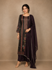Dark Purple Embroidered Design Tissue Silk Salwar Suit