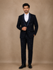 Dark Blue Floral Designed Men's Suit