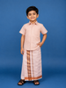 Light Copper Silk Dhoti With Matching Half Sleeve Shirt