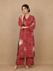 Red Floral Designed Cotton Salwar Suit