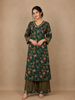 Bottle Green Floral Printed Cotton Salwar Suit