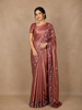 Copper Brown Floral Design Semi Tissue Silk Saree