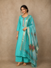 Aqua Blue Solid Design Semi Silk Anarkali Salwar Suit