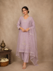 Light Purple Straight Cut Salwar Suit for Girls Adorned with Sequins and Floral Design Paired with Dupatta