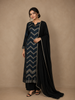 Black Chevron Design Cotton Straight Cut Salwar Suit