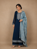 Peacock Blue Floral Embroidered Georgette Salwar Suit
