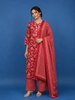 Crimson Red Floral Design Printed Cotton Salwar Suit
