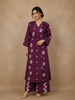 Plum Purple Ikat Printed Cotton Salwar Suit