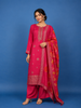Rani Pink Floral Embroidered Silk Salwar Suit