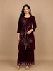 Burgundy Floral Designed Velvet Co Ord Salwar Suit