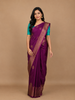 Dark Purple Floral Woven Pure Kanchipuram Silk Saree