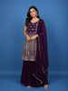 Purple Floral Embroidered Georgette Sharara Salwar Suit