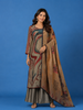 Brown Abstract Prints Crepe Straight Cut Salwar Suit