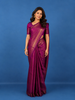 Purple Floral Butta Woven Pure Kanchipuram Silk Saree with Zari Border